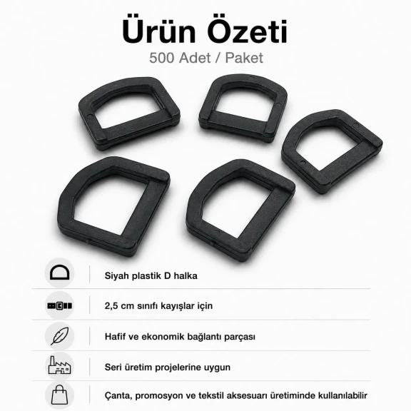 2.5 cm Plastic D Ring Buckle - Lightweight and Durable Accessory for Bags and Textiles
