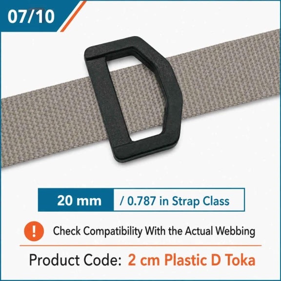 2 cm Plastik D Toka - Hafif ve pratik bağlantı halkası, çanta askısı, sırt çantası ve evcil hayvan tasması için ideal