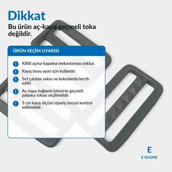 5 cm Dikdörtgen Piramit Desenli Ayar Tokası Plastik - Kemer, çanta kayışı ve sırt çantası askısı için ideal ayar çözümü