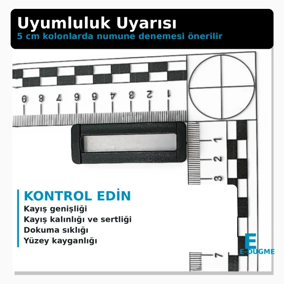 Askı Ayar Tokası 5 cm Plastik Dikdörtgen Toka AL009087, 4,8 cm ölçüsünde, çanta, kemer ve kayış sistemleri için ideal