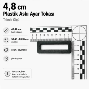 Askı Ayar Tokası 4,8 cm Plastik Dikdörtgen Toka AL009087