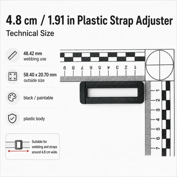 4,8 cm plastik dikdörtgen askı ayar tokası, çanta askısı ve kayış ayarlamak için ideal bağlantı aksesuarı