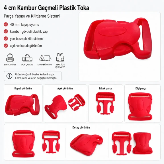 Snap Buckle 4 cm / 1.57 in Curved Plastic Snap Buckle AL04010 for bags and accessories