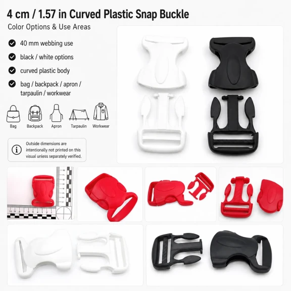 Snap Buckle 4 cm / 1.57 in Curved Plastic Snap Buckle AL04010 for bags and accessories