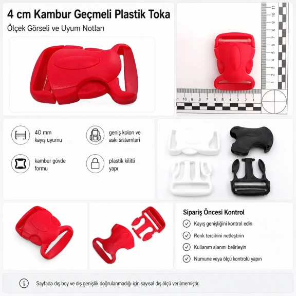 Snap Buckle 4 cm / 1.57 in Curved Plastic Snap Buckle AL04010 for bags and accessories