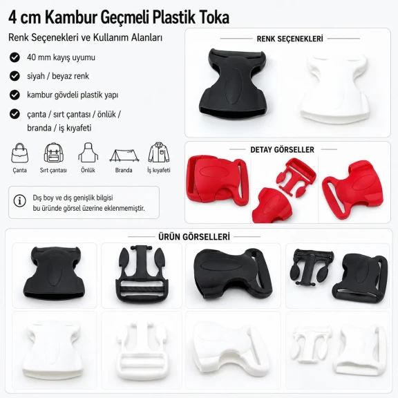 Snap Buckle 4 cm / 1.57 in Curved Plastic Snap Buckle AL04010 for bags and accessories