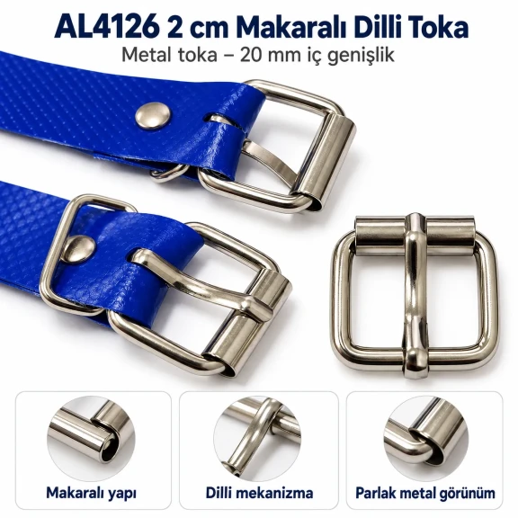 2 cm makaralı dilli metal toka 20 mm kayış için AL4126