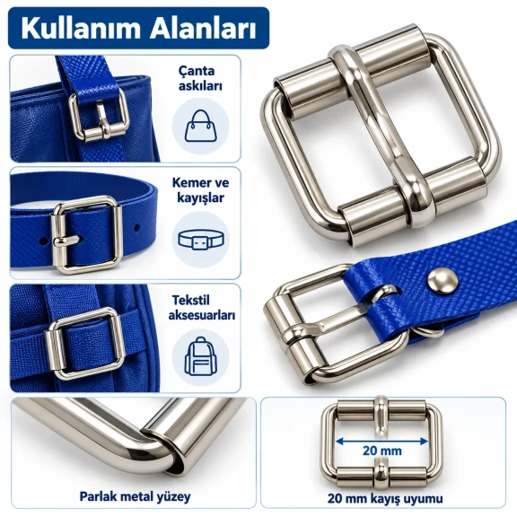 2 cm makaralı dilli metal toka 20 mm kayış için AL4126
