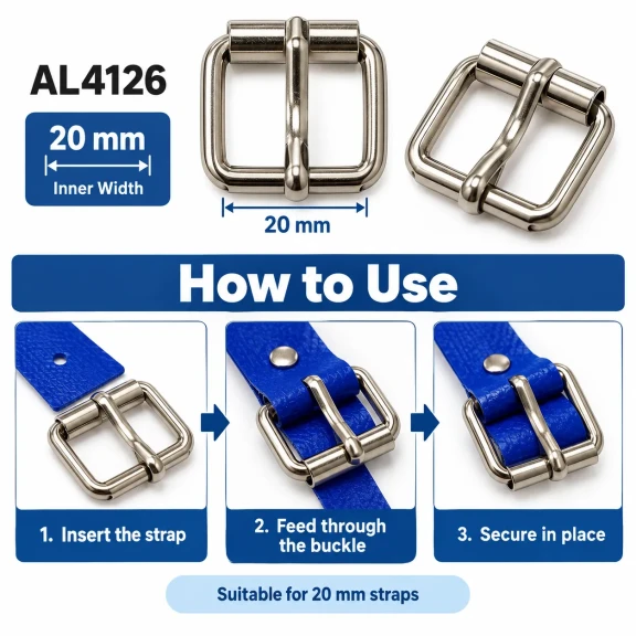 2 cm makaralı dilli metal toka 20 mm kayış için AL4126