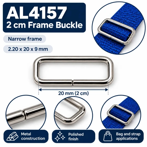 2 cm 20 mm dar çerçeve metal dikdörtgen toka
