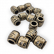 Inlet 5.8 mm Cord End for Clothing Patterned Metal Bead Shape length 5 mm B0031