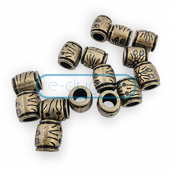 Inlet 5.8 mm Cord End for Clothing Patterned Metal Bead Shape length 5 mm B0031