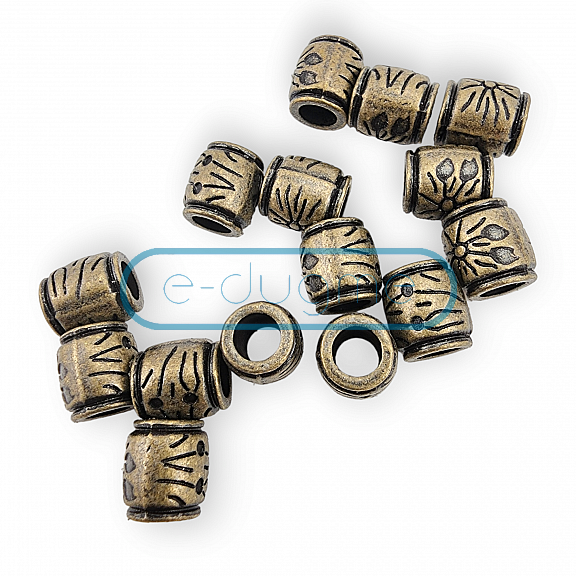 Inlet 5.8 mm Cord End for Clothing Patterned Metal Bead Shape length 5 mm B0031