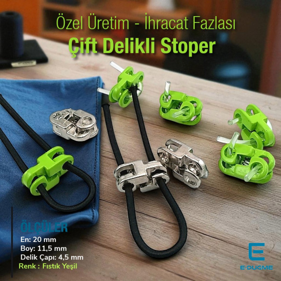 İki Delikli Metal Stoper 4,5 mm Delik Çaplı Şık ve Estetik Model - Zamak Stoper CGT0001