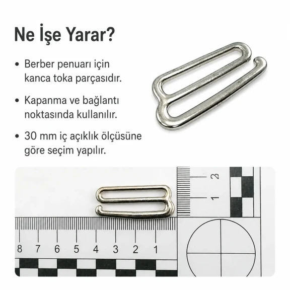 3 cm Kanca Toka - Berber Penuar Kancası CGT004962, metal yapısı ile penuarın güvenli sabitlenmesini sağlar