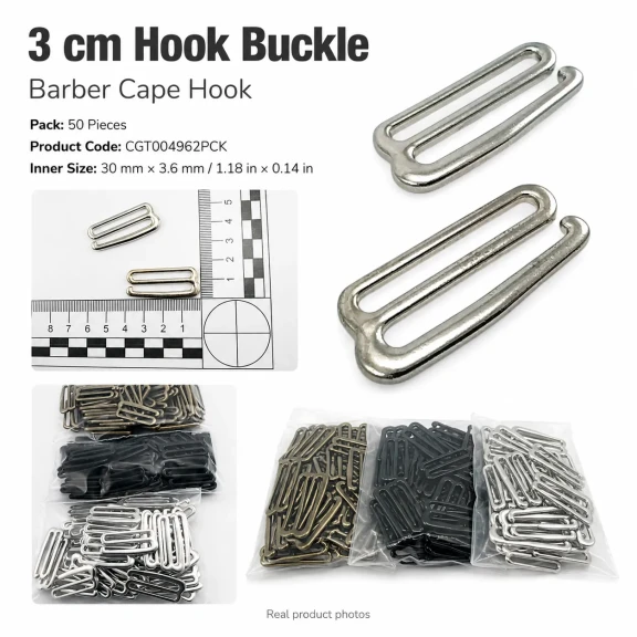 3 cm Kanca Toka - Berber Penuar Kancası, 50 adet paket, dayanıklı metal, salon kullanımı için ideal