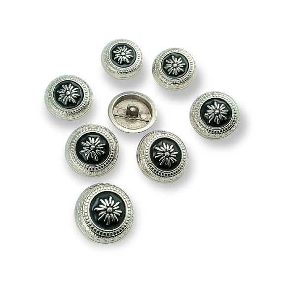 Women's Jacket Button Set 21 mm - 32 L Set of 8 pcs Floral Embroidered Shank Enamel Button E 1055 MN SET8