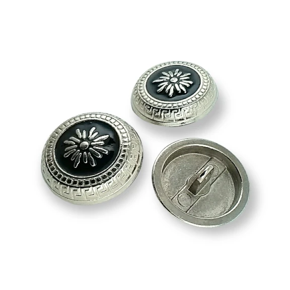 Women's Jacket Button Set 21 mm - 32 L Set of 8 pcs Floral Embroidered Shank Enamel Button E 1055 MN SET8