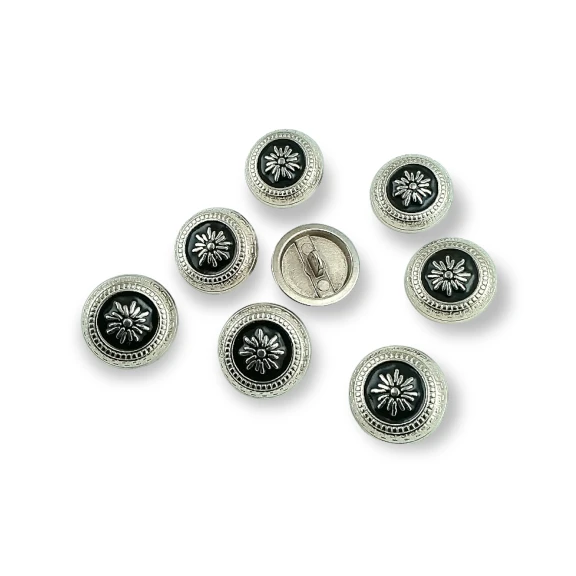 Women's Jacket Button Set 21 mm - 32 L Set of 8 pcs Floral Embroidered Shank Enamel Button E 1055 MN SET8