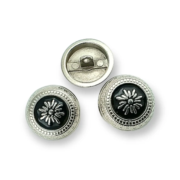 Women's Jacket Button Set 21 mm - 32 L Set of 8 pcs Floral Embroidered Shank Enamel Button E 1055 MN SET8