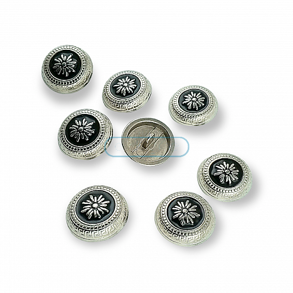 Women's Jacket Button Set 21 mm - 32 L  Set of 8 pcs Floral Embroidered Shank Enamel Button E 1055 MN SET8