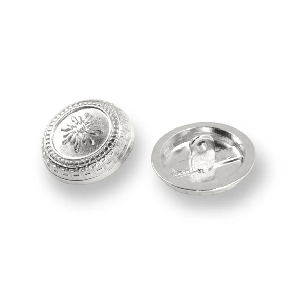 Bayan Ceket Düğmesi 21 mm  - 32 boy Çiçekli  İşlemeli Ayaklı Düğme E 1055