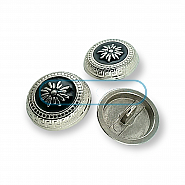 Mineli Düğme 21 mm  - 32 boy Bayan Ceket Düğmesi Çiçekli  İşlemeli Ayaklı Düğme E 1055 MN