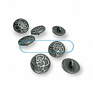Patterned 14 mm - 22 L Metal Shank Button E 1124
