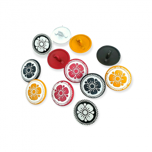 Çocuk Giyim Hırka Mont Renkli Mineli Papatya Desenli Düğme 15 mm - 24 boy E 114 MN