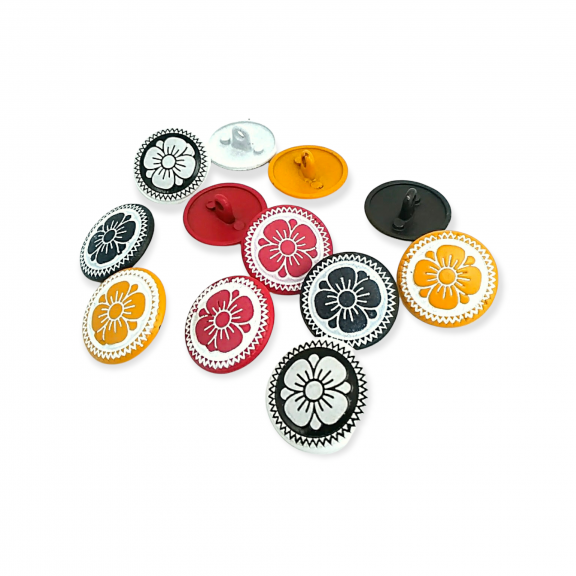 Çocuk Giyim Hırka Mont Renkli Mineli Papatya Desenli Düğme 15 mm - 24 boy E 114 MN