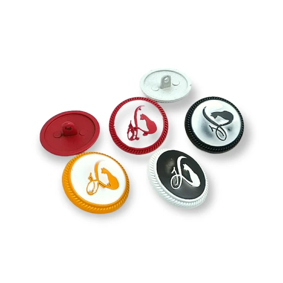 23 mm - 36 boy Mineli Ceket ve Blazer Düğmesi Kedi Armalı Şık Desenli Düğme  E 1380 MC