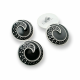 Enameled Jacket and Cardigan Button Black and White Enameled Button 22 mm - 34 L E 1679 SB