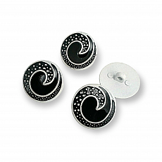 Enameled Jacket and Cardigan Button Black and White Enameled Button 22 mm - 34 L E 1679 SB