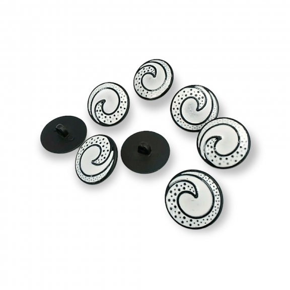 Enameled Jacket and Cardigan Button Black and White Enameled Button 22 mm - 34 L E 1679 SB