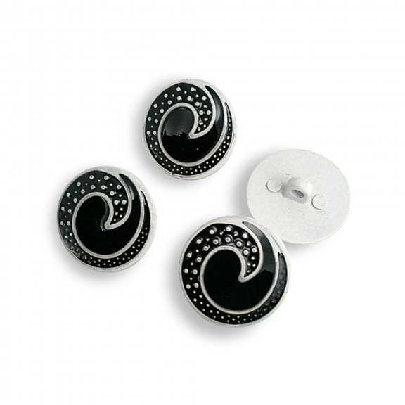 Enameled Jacket and Cardigan Button Black and White Enameled Button 22 mm - 34 L E 1679 SB