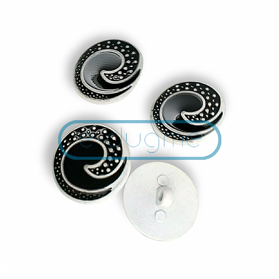 Enameled Jacket and Cardigan Button Black and White Enameled Button 22 mm - 34 L E 1679 SB