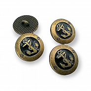 Antique Yellow Enamel Button 17 mm - 28 L Anchor Logo Blazer Jacket Cufflink E 2044 MN1