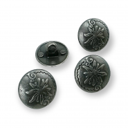 Shank Button 15 mm - 24 L Flower Patterned Metal  E 331