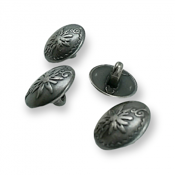 Shank Button 15 mm - 24 L Flower Patterned Metal  E 331
