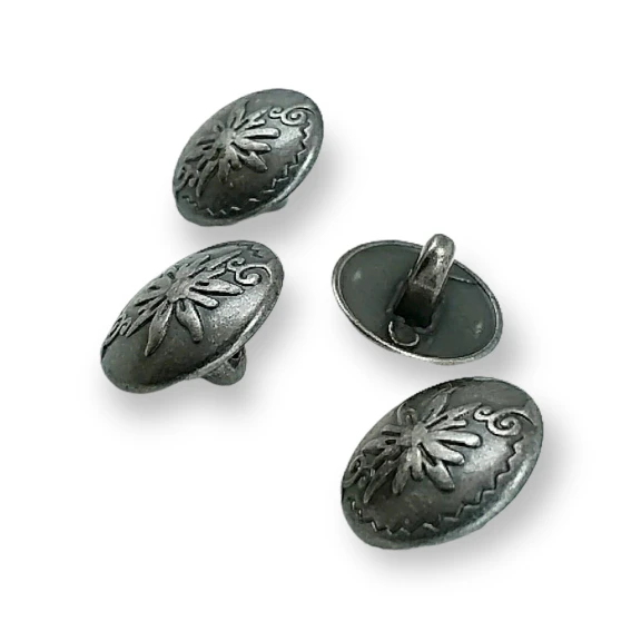 Ayaklı Düğme 15 mm - 24 boy Çiçek Desenli Metal E 331