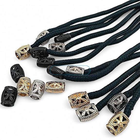 Metal Bağ Ucu 5 mm Kordon Girişli Çiçek Desenli Ve Estetik Tasarımlı E 1319