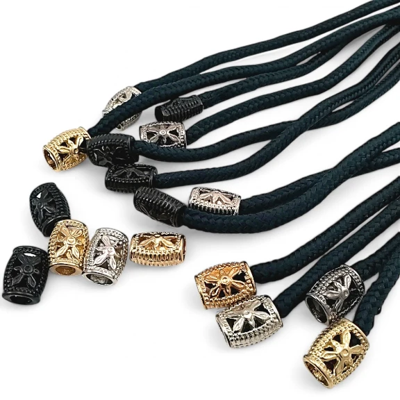 Metal Bağ Ucu 5 mm Kordon Girişli Çiçek Desenli Ve Estetik Tasarımlı E 1319