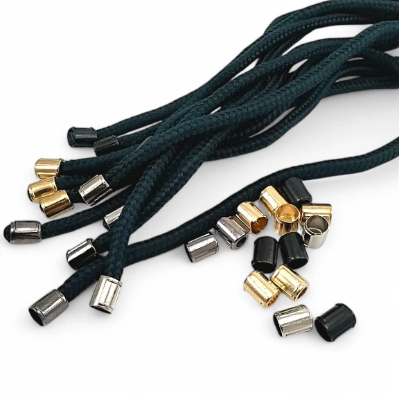 Metal Bağ Ucu 4 mm Kordon Girişli Küçük Silindir Model - Desenli Ve Estetik Tasarımlı E 2253