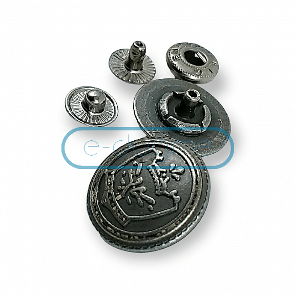 19 mm 30 Boy Çıtçıt Düğme Taç Logolu 54 Sistem 4 lü Takım E 1448