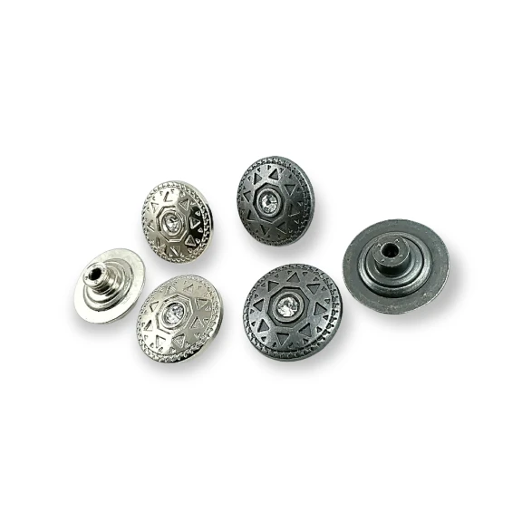 Kot Düğmesi 23 mm 36 Boy Güneş Tasarımlı Taşlı Kot Düğmesi E 333
