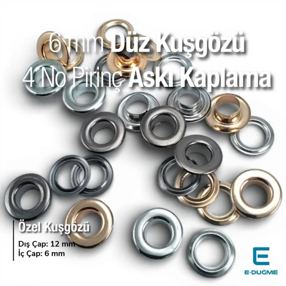 NO 4 Pirinç Düz Kuşgözü 6 mm Premium Kalite EPR0004
