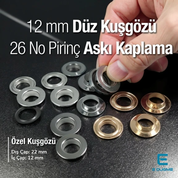 NO 26 Pirinç Düz Kuşgözü 12 mm Premium Kalite EPR0026