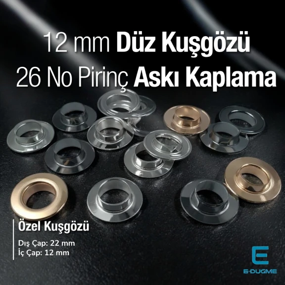 NO 26 Pirinç Düz Kuşgözü 12 mm Premium Kalite EPR0026