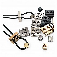 İki Delikli Metal Stoper 4,5 mm Delik Çaplı Üstten Basmalı Küp Boncuk Kombinli  E 2035 - E 1804