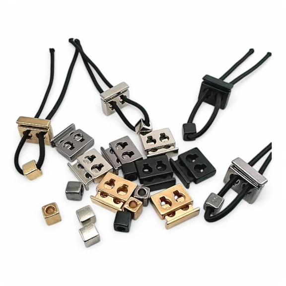 Two Hole Metal Stopper 4.5 mm Hole Diameter Top Press Cube Bead Combination E 2035 - E 1804